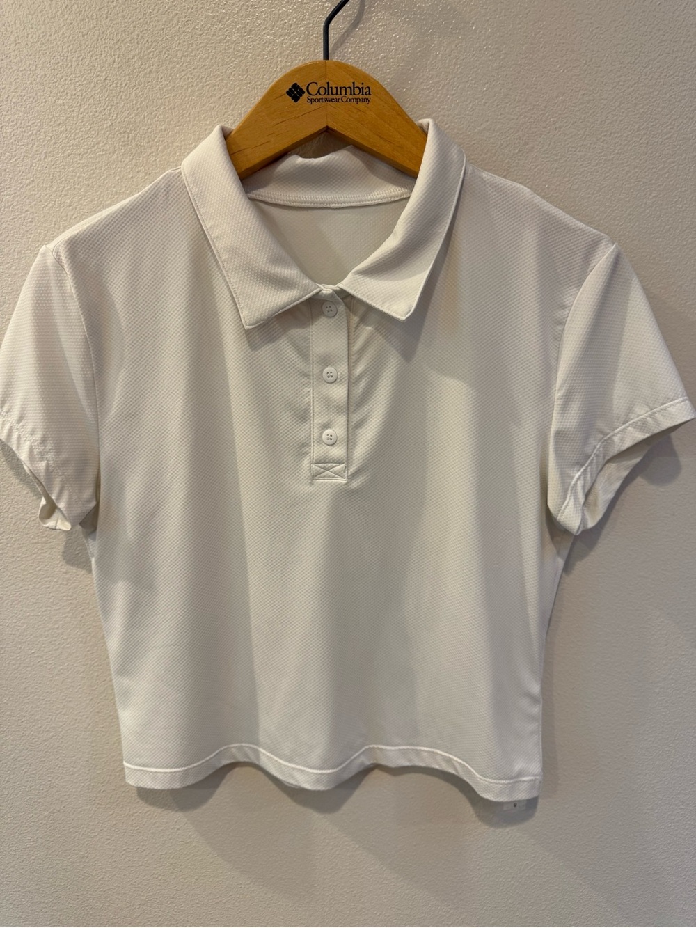 Women's White Polo Crop Top with Button Placket